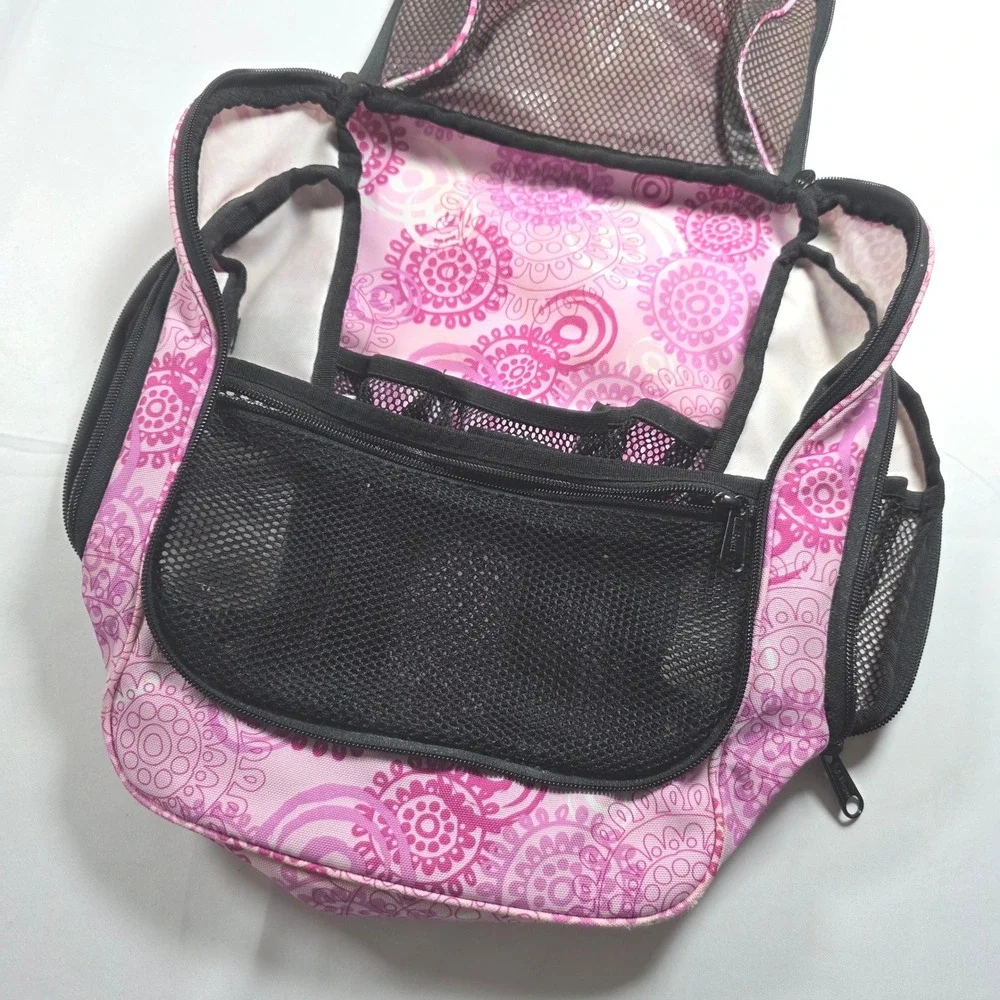 L.L. Bean Personal Organizer Toiletry Bag Pink Paisley Medallion Hanging Kit